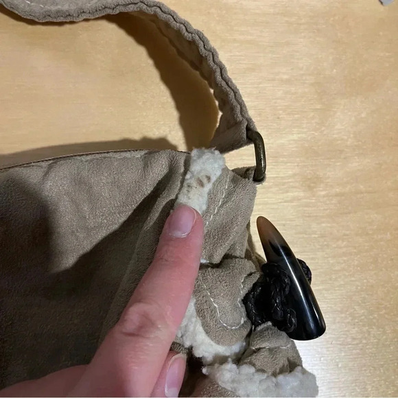 Aeropostale Vintage Beige Sherpa Trim Toggle Mini Purse Hand Bag Y2K 2000’s - Picture 6 of 11